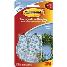 3 Pack - Command Medium Hooks-Clear 2 Hooks & 4 Strips - 17091 6.61 per strip