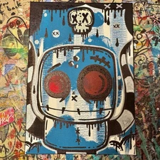 Ghostgrl Graffiti Art ORIGINAL Street Urban Outsider 7x5 PAINTING Pop Modern 👻