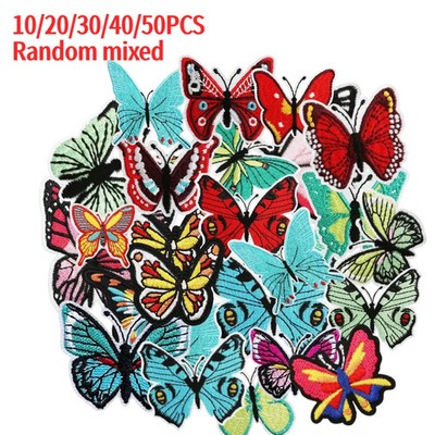 10/20/30/40/50pcs Random Mixed Butterfly Embroidered Iron-on Clothing Patches