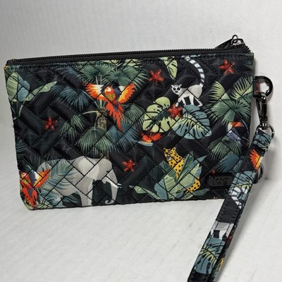 Lug Peekaboo Wristlet Wildlife Jungle Handbag Bird Monkey Cheetah