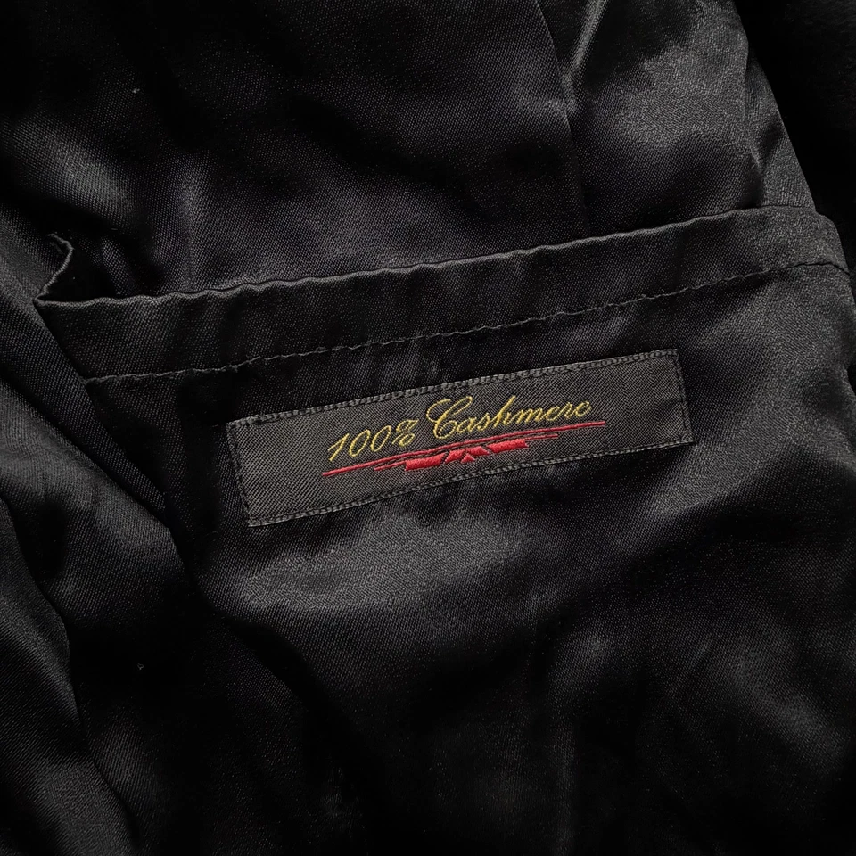 Abrigo largo Joseph & Lyman para hombre pequeño negro 100 % cachemir Bloomingdale's Foto 3 de 4