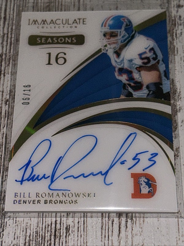 Panini 2019 Immaculate Bill Romanowski Broncos Auto # SEA-BR 16 Seasons /16