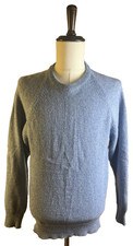 Men’s Italian Wool Blend Crewneck Sweater Heathered Cornflower Blue Size M