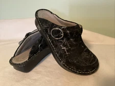 Alegria Seville Clog Shoes Black Leather Multi Color Sparkle Slip On Size 6 6.5