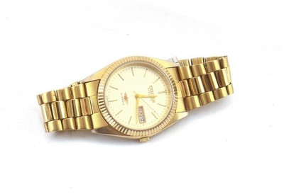 Vintage Gold-Plated Citizen Eagle 7 Automatic 21 Jewels Day Date Bracelet Watch
