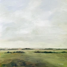 Original Oil Landscape Painting Loose Pastoral Atmospheric Sky Signed 12x12