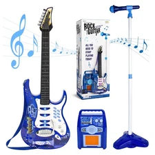 Kids Karaoke Electric Guitar Set MP3 Player Learning Toys Microphone, Amp Gifts