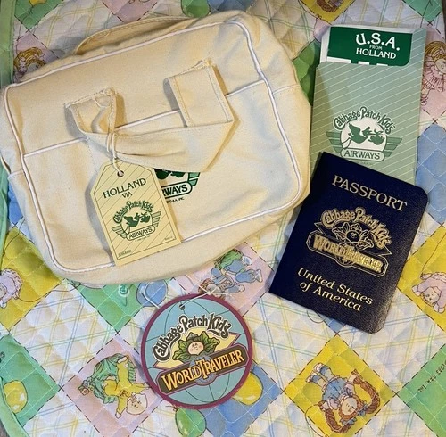 Vintage Cabbage Patch World Traveller Bag Passport Papers Never Used Holland