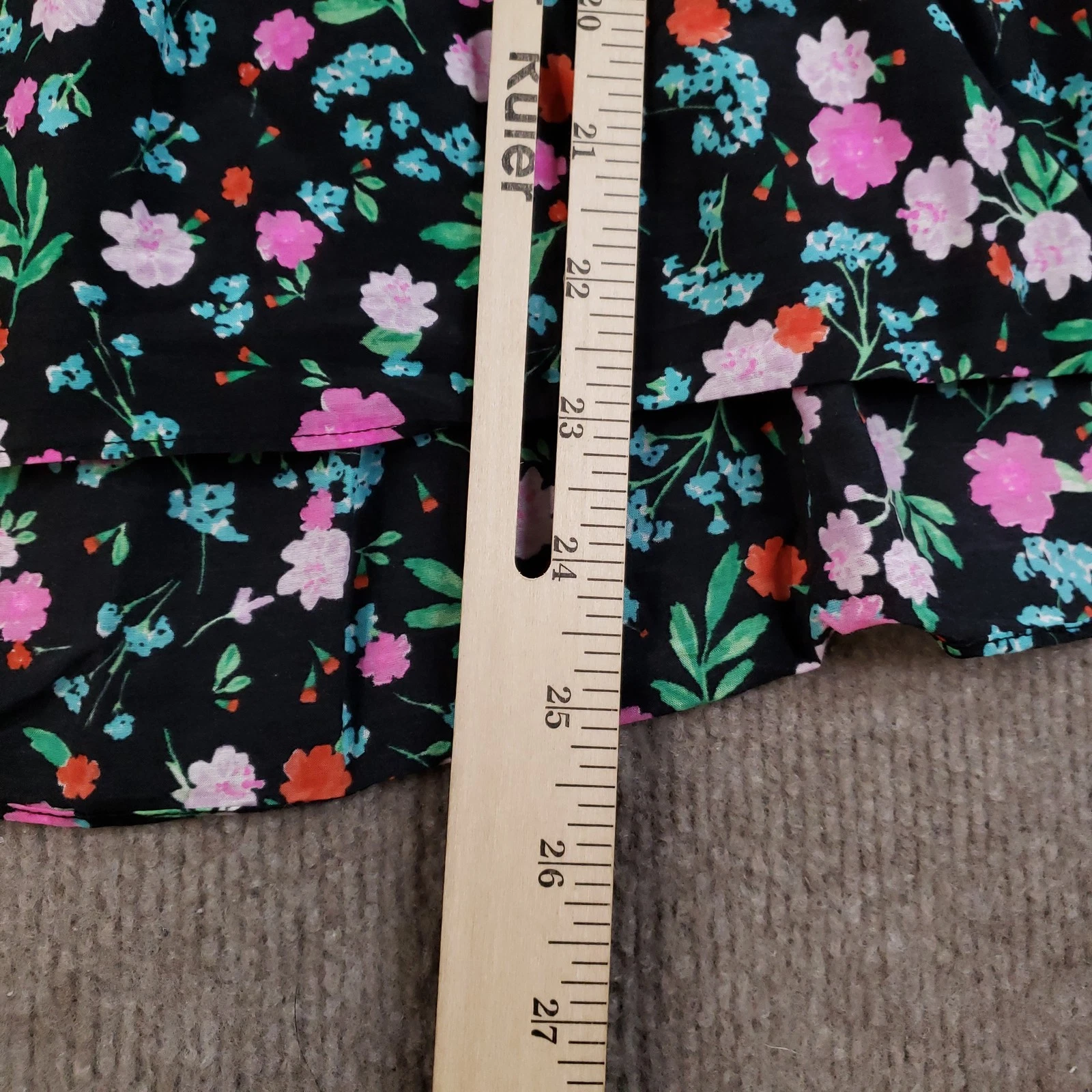 Abito donna Kate Spade piccolo nero floreale pizzo giogo senza maniche colletto a strati