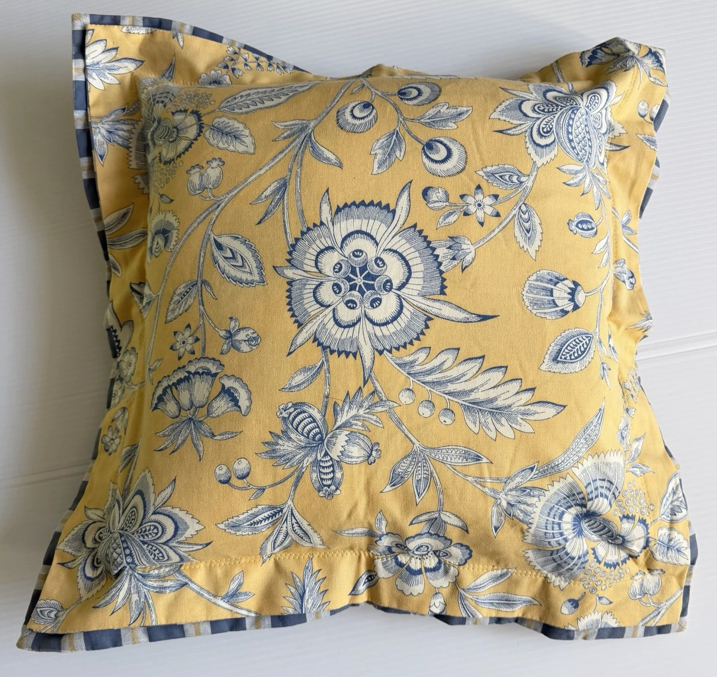Chinoiserie Toile Yellow Blue Home Decor Throw Pillow cover French Country