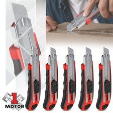 5pc Lock Foldable Retractable Blade Utility Knife Set Back Box Cutter w/ Blades