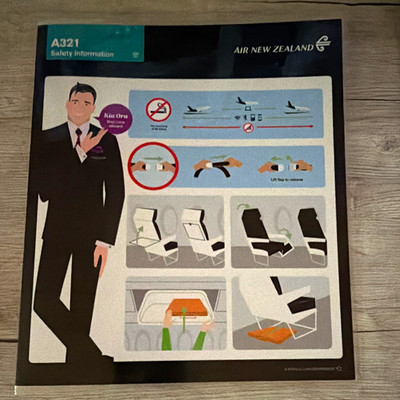 Safety Card Air New Zealand Airbus A321 Safety Information Card. TOP Zustand!!!