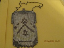 Whiting Davis Antique enamel mesh purse micro bead with fringe purse