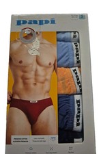 Nwt Papi 5 PK Premium Cotton Low Rise Mens Briefs XL 40-42" Stretch Logo Waist