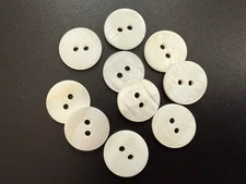 5pc Natural Mother of Pearl Shell Buttons Flat Back 2 Hole Sew on Buttons 15mm