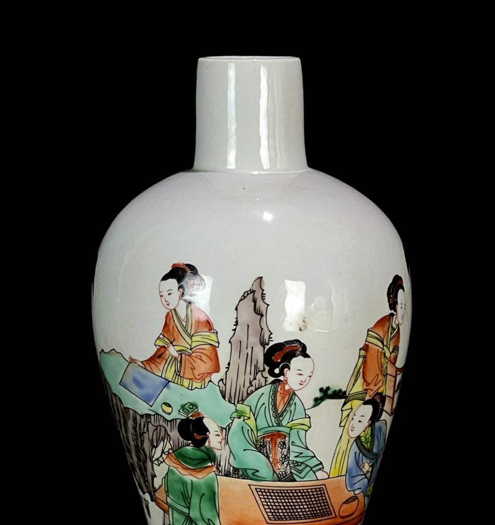 Pair Kangxi Signed Pair Old Chinese Famille Rose Vase W
