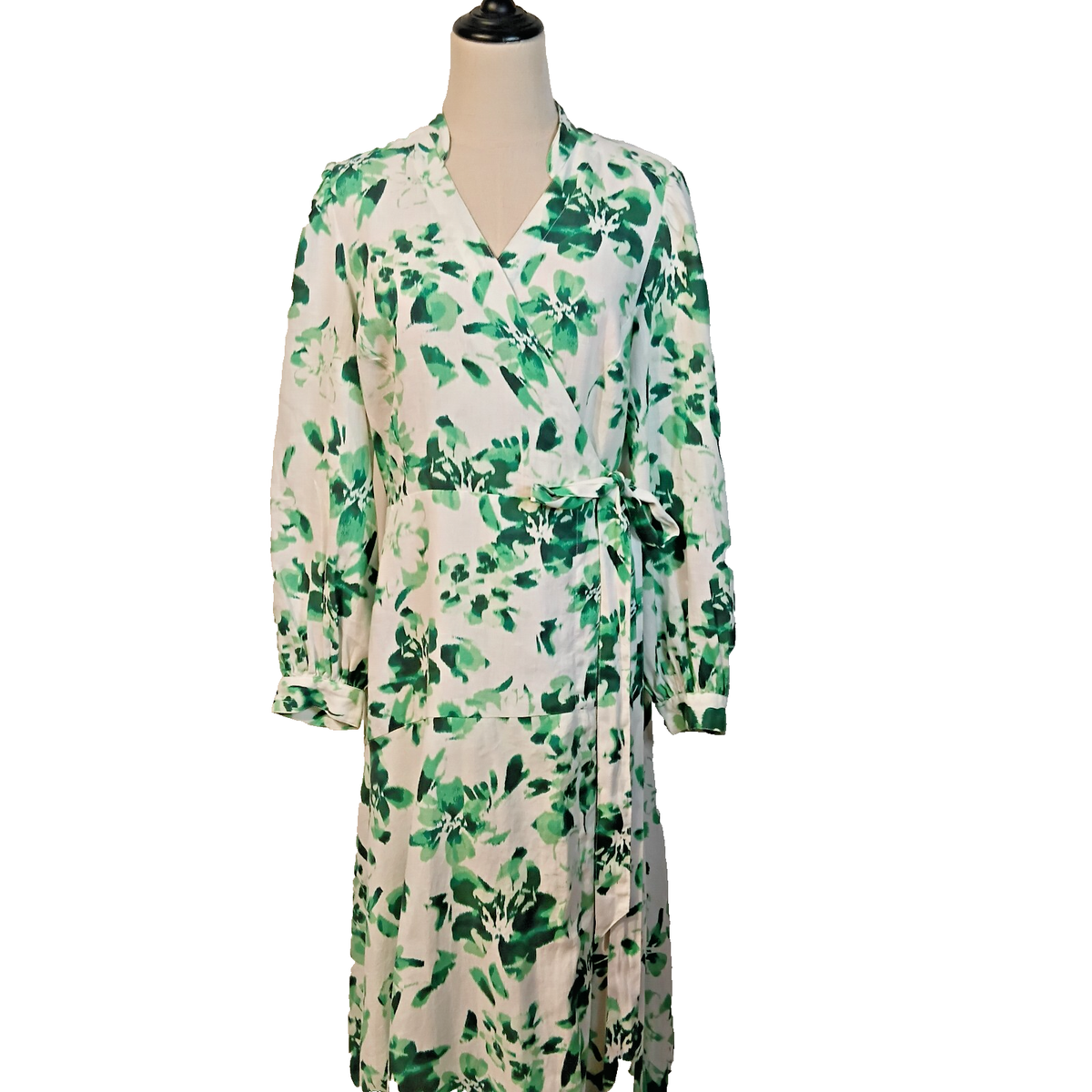 Witchery Size 12 White Green Watercolour Floral Linen Wrap Midi Dress | eBay Australia Witchery Size 12 White Green Watercolour Floral Linen Wrap Midi Dress | eBay Australia