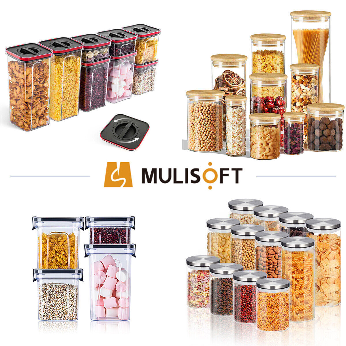 Vorratsglas Vorratsgläser Vorratsdosen Glasbehälter mit Bambus Deckel 9 Größen