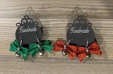Christmas bow bell earrings