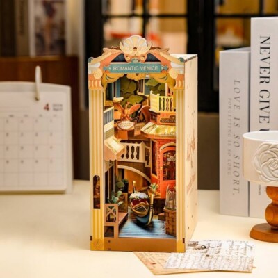 ROBOTIME 3D Puzzle Miniatur Haus DIY Buch Nook Buchstütze Bücherregal Dekorativ