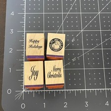 Set of 4 Christmas Holidays Santa Joy Rubber Stamps