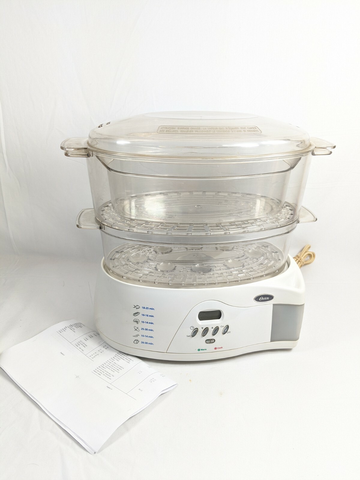 Oster 2 Tier Food Steamer Rice Cooker Bun Warmer Model 5715 900w 6qt
