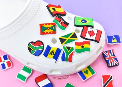 Shoe Charms for Crocs- Country Flags, Jamaican Flag ,African Caribbean,  UK