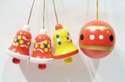 Erzgebirge Germany Bells Ball Hand Painted Wooden Wood Vntg Christmas Ornaments — photo 2