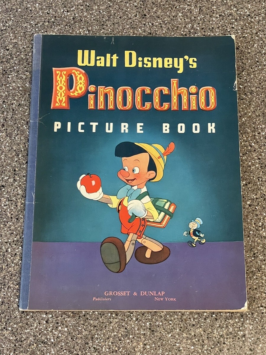 Vintage Walt Disney Pinocchio Picture Book 1940 Oversized Rare