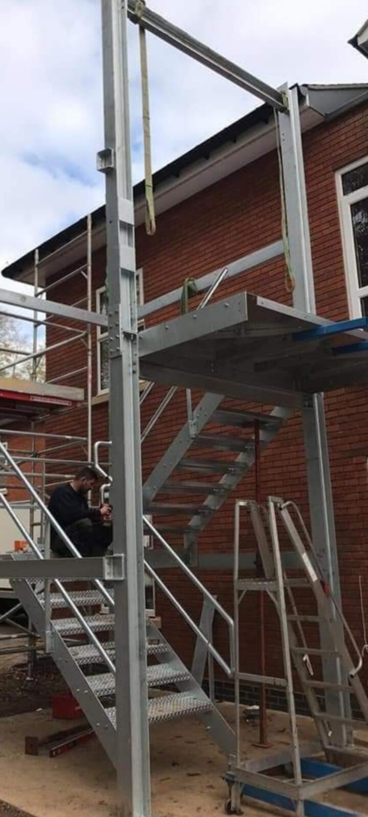 External fire escape stairs, internal fire escape stairs. Fire rated
