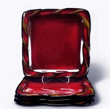 4 Bold Red Organic Embossed Rim Square Salad Plates by Simple Dining 8 1/4"