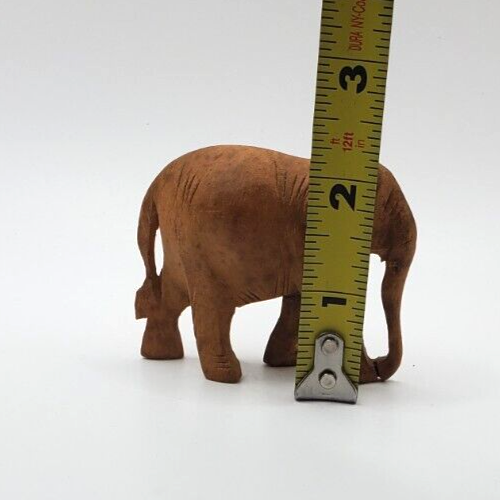 Vintage Hand Carved Folk Art Wooden Elephant Without Tusks Figurine eBay