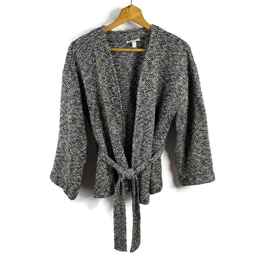 Black Cardigan Sweater Belted Kimono 