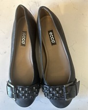 Ecco Women's Owando Ballerina Flats Black Leather Studded Buckle Sz US 5.5/EU 36