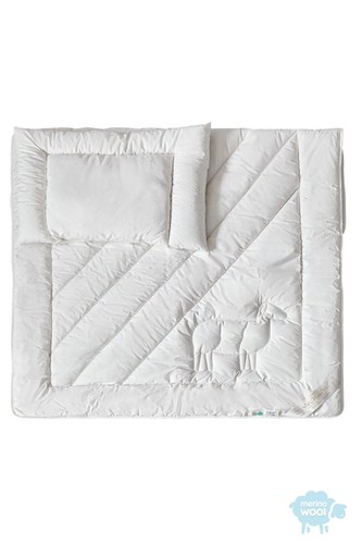 MERINO WOOL NATURA COTBED DUVET QUILT PILLOW SET BABY TODDLER JUNIOR ALL SEASON - Afbeelding 2 van 8