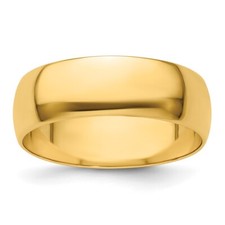14k Yellow Gold 7mm Wedding Band Ring Gift For Men Size 9.5