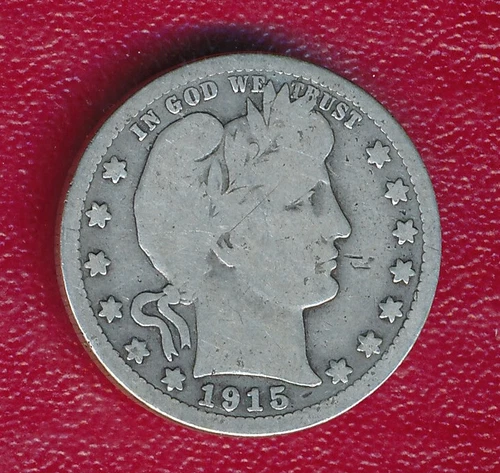 1915 BARBER SILVER QUARTER **NICLY CIRCULATED GOOD** FREE SHIPPING!!