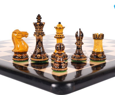 4'' Professional Staunton Chess pieces in Burnt Boxwood- Hand Carved- Weighted