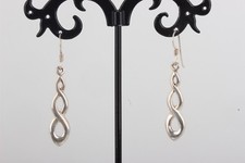 STERLING SILVER SWIRL TWIST DESIGN DANGLE EARRINGS FINE 925 6489B