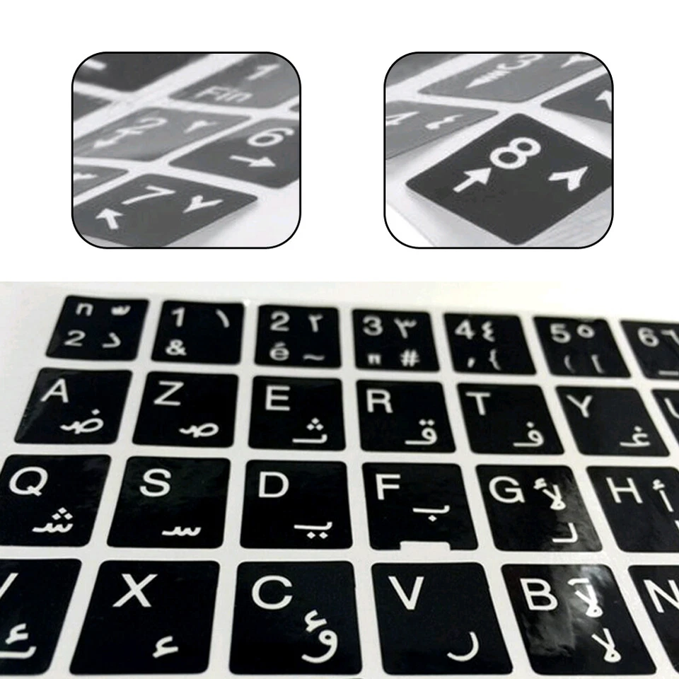 1PCS White Letters Arabic English Keyboard Stickers Decal for Laptop Waterproof - Image 4 of 4