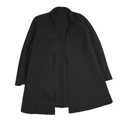 Daphné Ineichen Black 100% Virgin Wool Open Front Coat Made In Switzerland