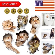 Cute 3D Cat Wall Decorations - 6PCS Removable Stickers for Home  Kids' Spaces