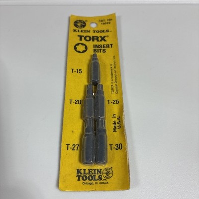 Klein Tools Torx Insert Bits Vintage NOS T15 - T30 19522 Made In USA Mechanic