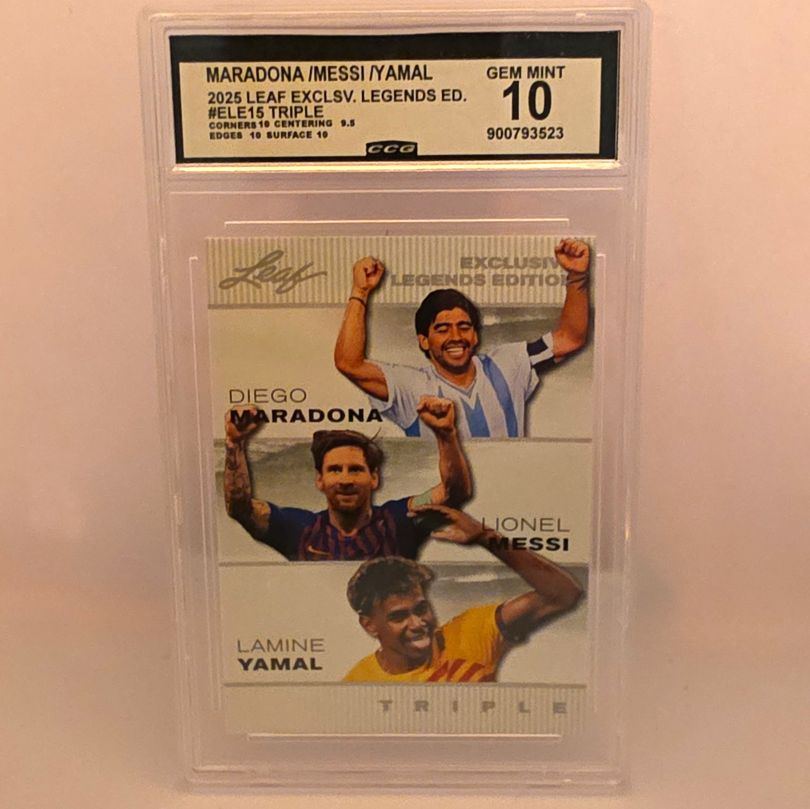 Leaf 2025 Exclusive Legends Triple Maradona/Messi/Yamal #ELE15 Gem Mint 10 