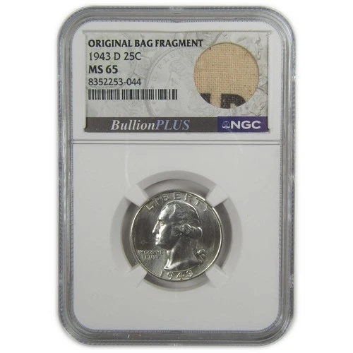 1943 D Washington Quarter MS 65 NGC Silver Bag Fragment SKU:I20624