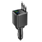 Rotatable Auto Charges Retractable 70cm Cord Support 3 Port Fast Charge Adapter