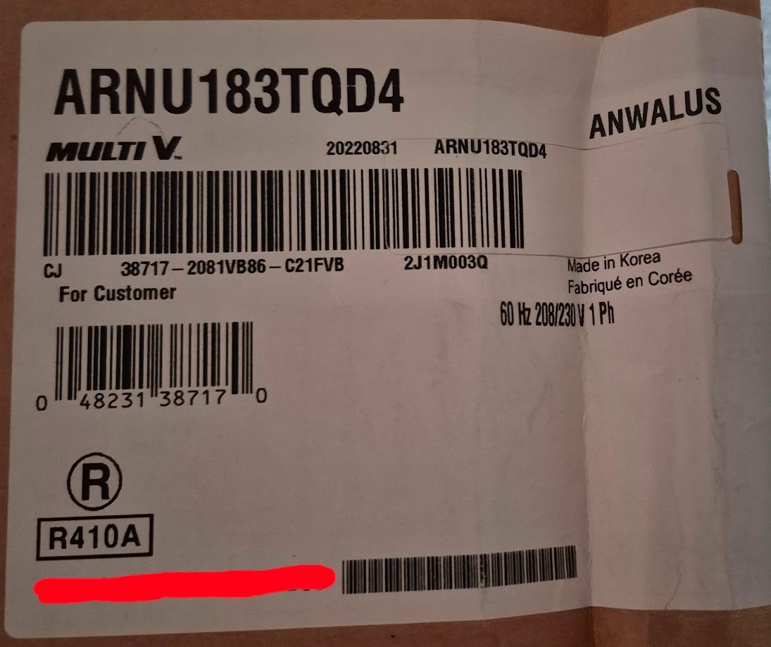 LG ARNU183TQD4, cassette air conditioner, free UPS shipping CONUS