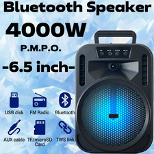 4000W Portable Bluetooth Speaker 6.5" Subwoofer - Deep Bass Stereo Sound System
