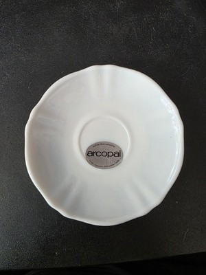 Set Of 8 Arcopal France White Saucers 5.5 inch Milk Glass