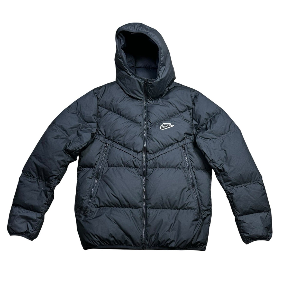 Mens Jackets Nike M Nsw He Jacket Winter Nike Hooded Puffer Full Zip Jacket  Coat Black Mens Adult Size - Main Image